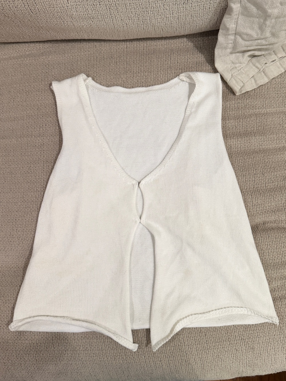 Open front White Knit Tank Top